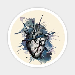 Heart for Tools of the trade, blue, navy, artist, drawing, creation, poet, writer, artist, watercolor style Magnet